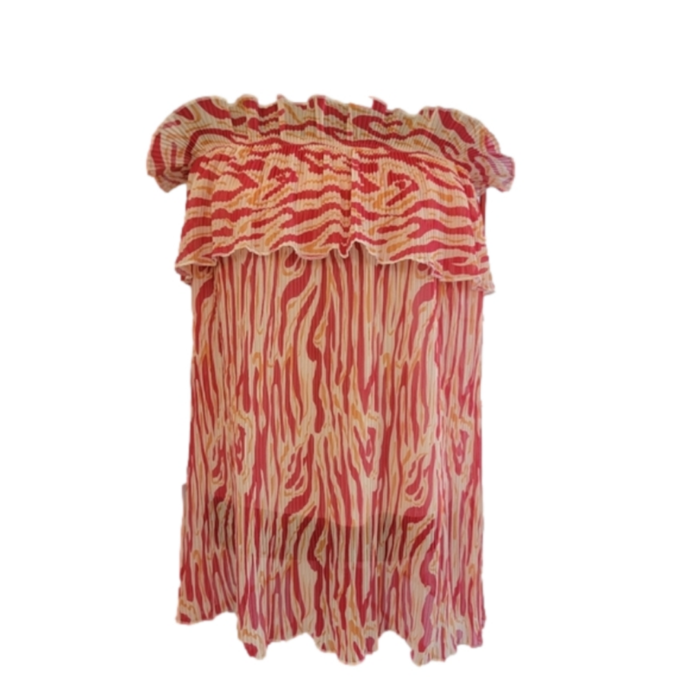 Pleated Ruffled Fashion Top  Size Small
